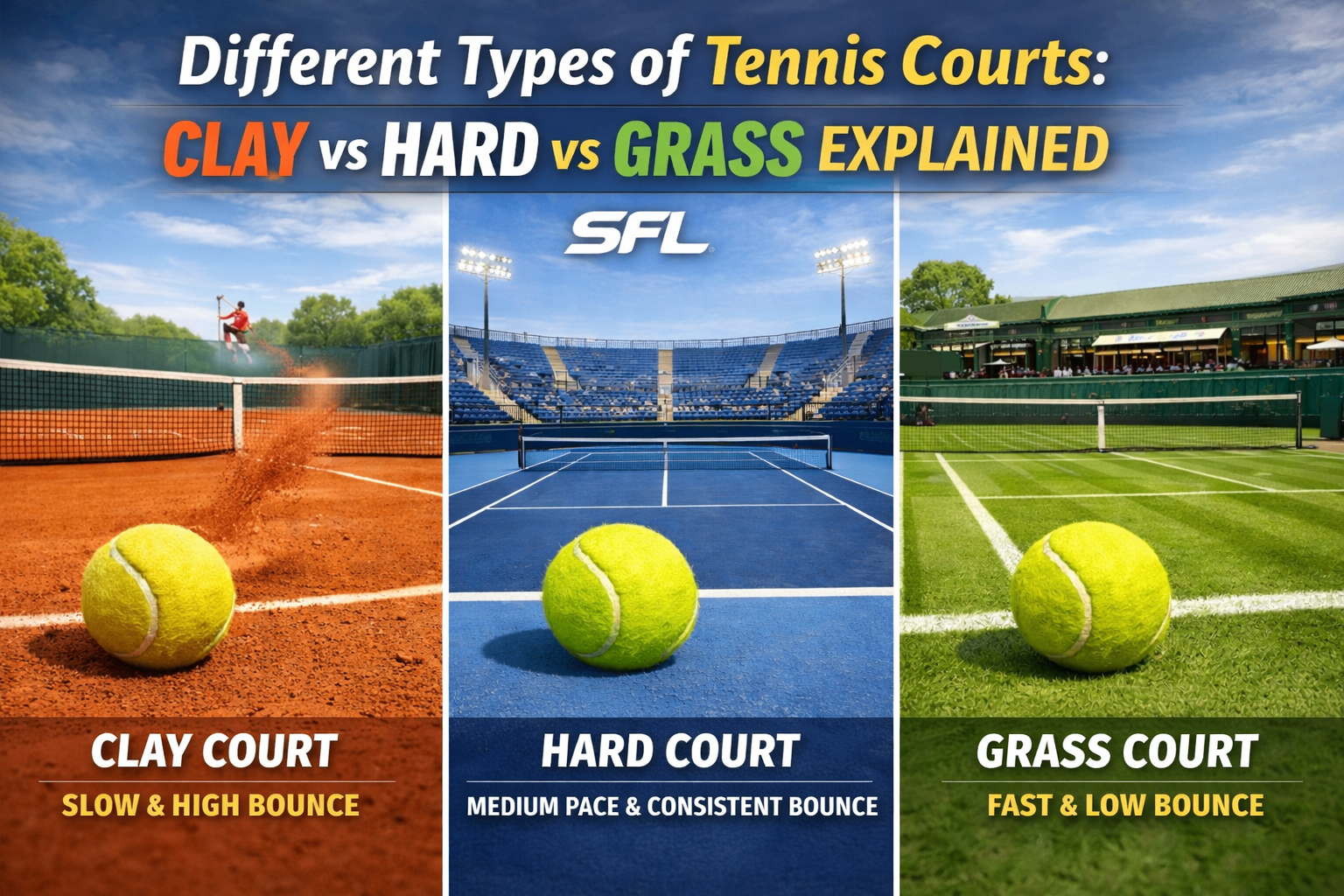 Clay vs. Grass vs. Hard Courts: How Surfaces Change Tennis